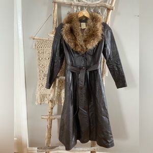 Vintage 1970s leather trench coat